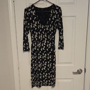 Ann Taylor Black and White Long Sleeve Dress